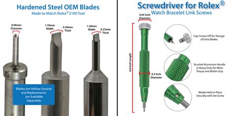 Correct screwdriver sizes for Oyster and Jubilee bracelets please 